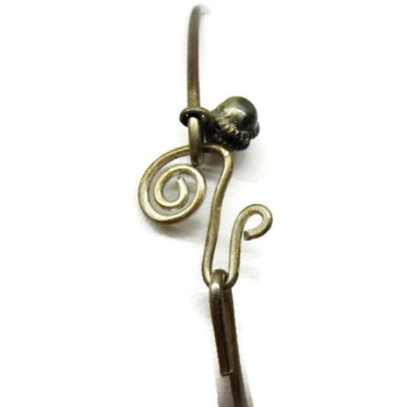 Jingle Bell Ring Hooked Thin Bangle Sterling Silver 925 Charm Vintage Bracelet - Picture 11 of 12